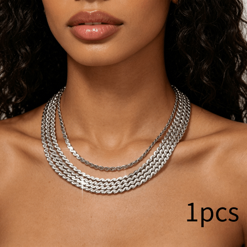 Women's Elegant Flat S-Chain Thin Necklace, Perfect for Layering