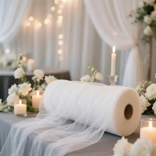 item picture 1 roll 20 2 meters 795 inches 66 2 feet extra long white tulle multi purpose hanging decorative net suitable for wedding arch decorations projects birthday parties anniversary parties halloween and christmas decorations valentines day