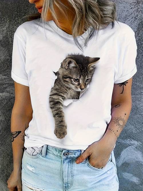 item picture casual short sleeve crew neck t shirt with a cute