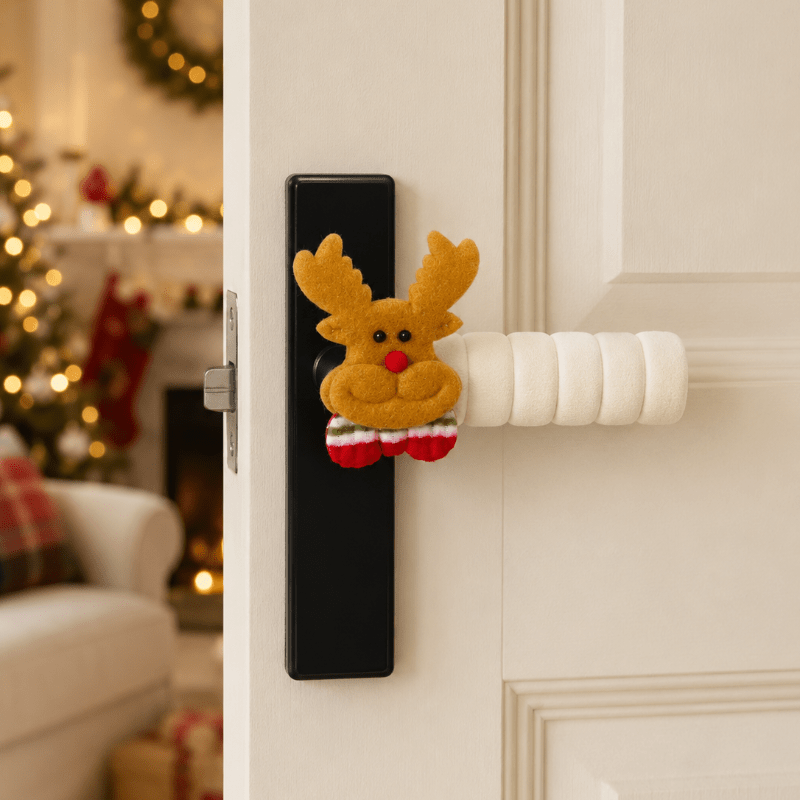 TEMU 2pcs Christmas Reindeer Shaped Covers, Soft Plush Cushioned Sleeves For Holiday Decoration, Festive Home Door Ornaments