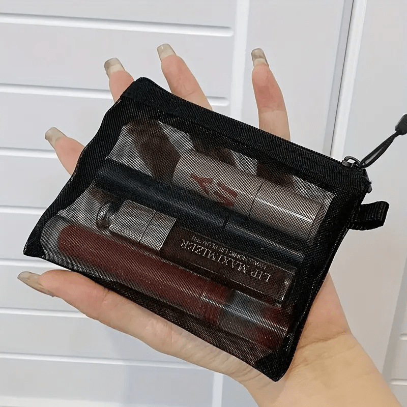 TEMU Portatrucchi in Rete - Organizzatore Cosmetico da Viaggio in Nylon Resistente con Chiusura a Cerniera, Scomparti Multipli e Tasche in Maglia per