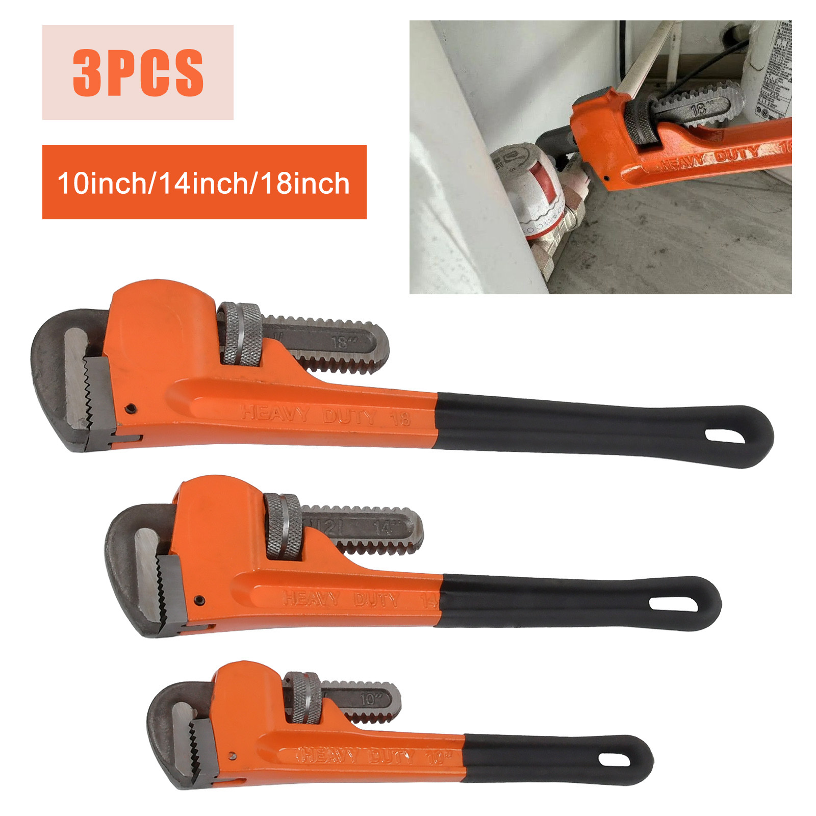 3pcs adjustable heavy duty     wrench tool set plumbers pliers   18 details 0