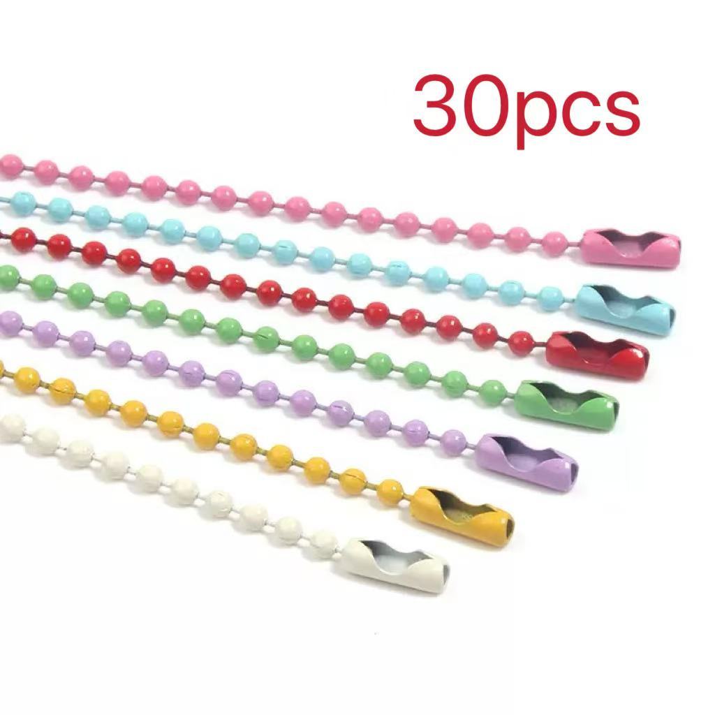 TEMU 30pcs Multicolor Ball Chain Keychain Connector, Metal Bead Ball Chain With Matching Clasp, Making Supplies For Keychains, Tags And Handmade