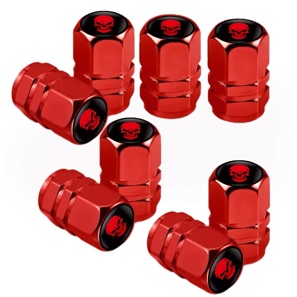 Image of 4pcs Set Of Black Hexagonal Aluminum Alloy Valve Covers With Design, Suitable For Cars, Trucks, Motorcycles, And Bicycles. Stylish And Durable, Universal Vehicle Valve Dust Covers