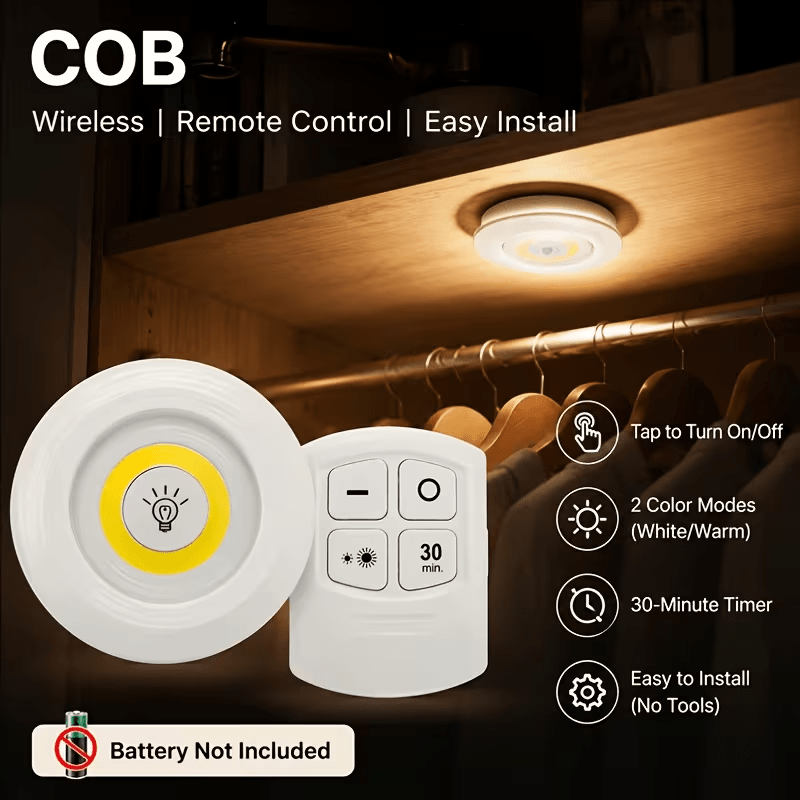 Indoor LED Wall Lights with Remote Control, 6-Pack