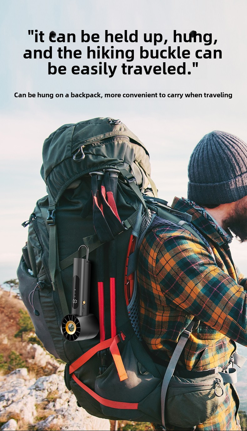 2025 New High-Speed Portable Handheld Fan, 1800mAh Long-Lasting Mini Outdoor Display Rechargeable Desk Fan