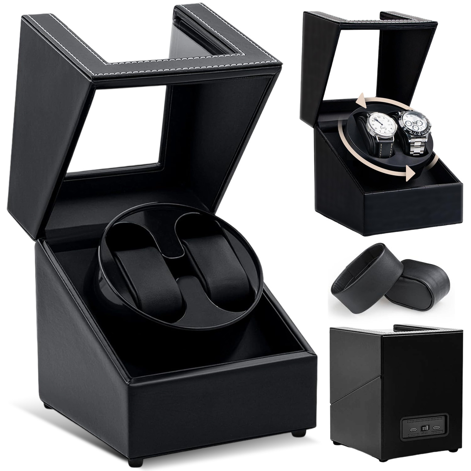 Faux Leather Watch Case With Multiple Scenes, Designed For In Living Rooms, Offices, , And Bedrooms, Without Battery