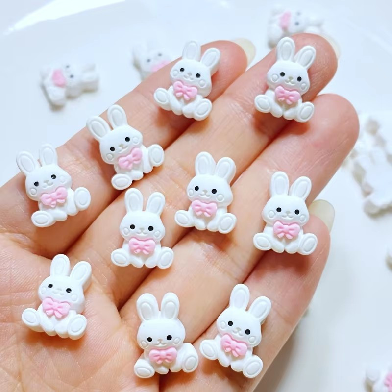 

20pcs Kawaii Cabochons, Plastic Flat Back Scrapbooking Embellishments, No Battery, Featherless, For Diy Crafts, Easter, Spring, Valentine's Day, Day Decorations