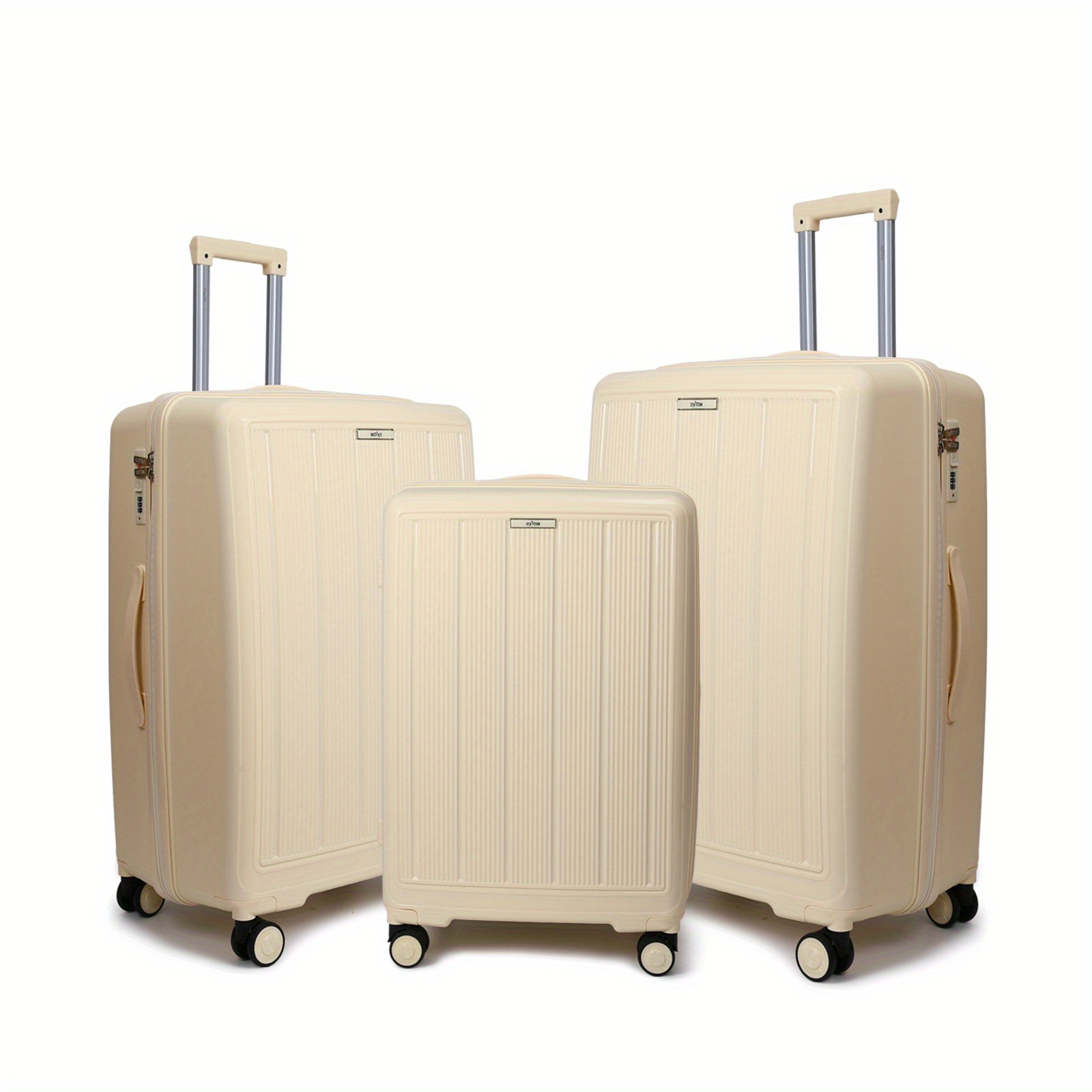 TEMU Pp Luggage 3pcs Collection (20/24/28 Inches) Pp Hard Shell Suitcase Set, Sturdy, Lightweight & Colorful For Contemporary Travelers!