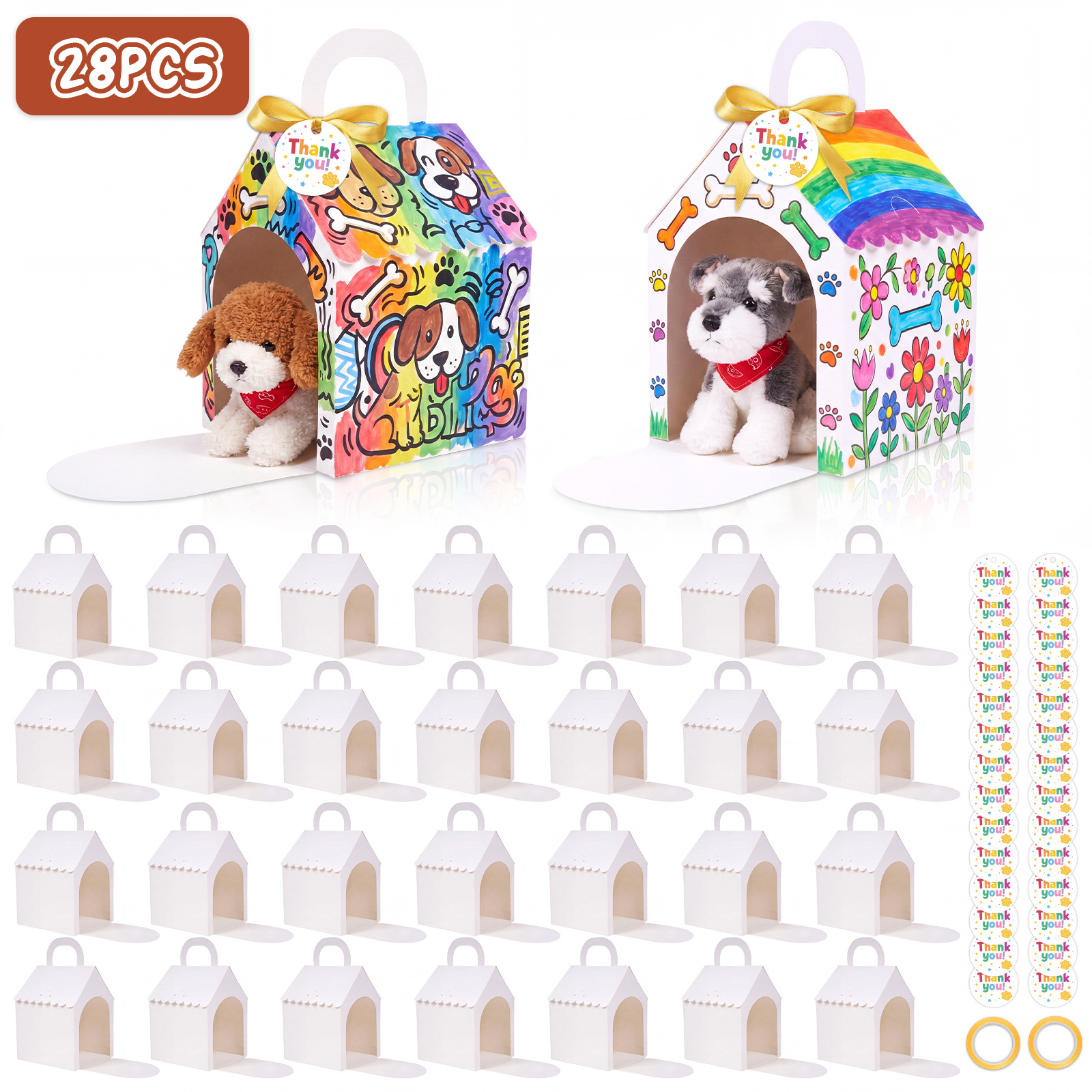TEMU Gift For Her/him 28pcs Dog Favors Boxes Foldable Crafts For Puppy Adoption Birthday Classroom Bulk, Halloween, Christmas