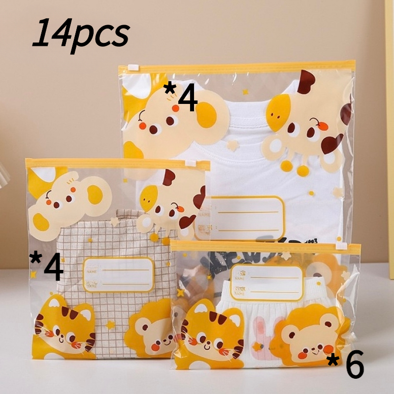 TEMU Set di 14/20 sacchetti per indumenti con zip e stampa cartoon, borse per viaggio, sacchetti organizer per biancheria intima e calze, sacchetti