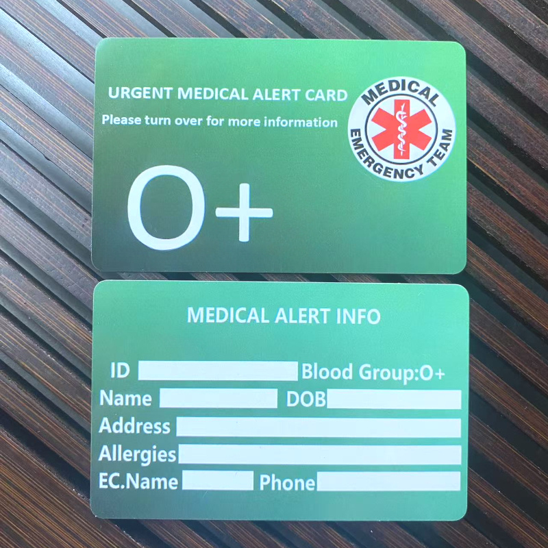 Unique, Emergency Card - Writeable Back, .37"x2.13", Pvc, Fashionable Design For Men