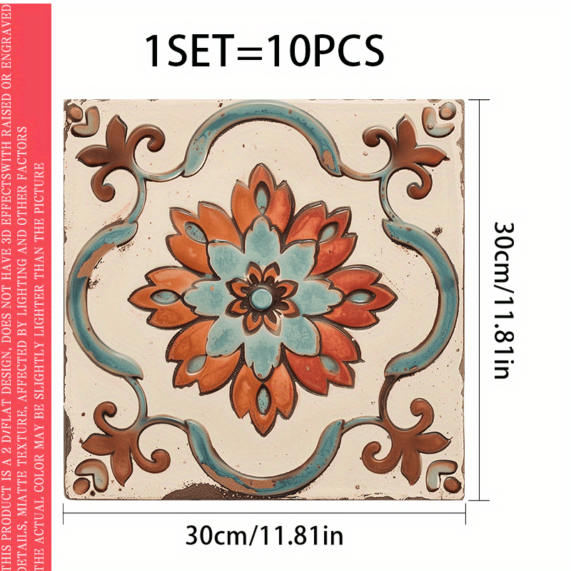 item picture 10 2d flat vinyl   stickers european   flower pattern self   and detachable suitable for kitchen bedroom living room decoration 11 81x1 81 inch tiles     to   peeling and pasting pvc floor