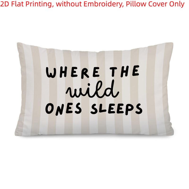TEMU 2d Flat - 1pc, 2d Flat Printing, Where Brown Striped Decorative Pillow Cover, Single-sided Printing, Without Embroidery, Pillow Inserts Not