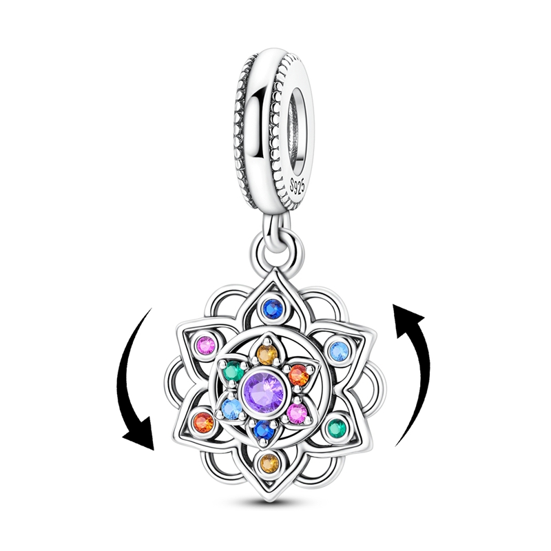925 Sterling Silver Rotating Lotus Pendant