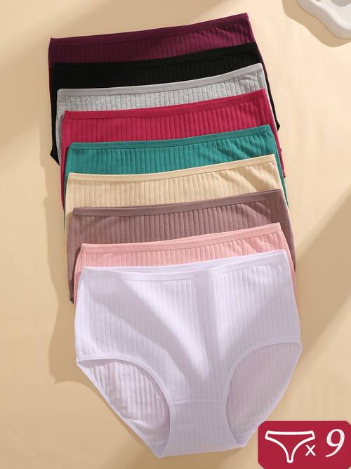 9 pack womens ribbed underwear soft breathable briefs