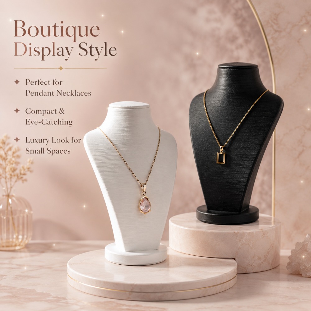 Minimalist Black and White Jewelry Bust Display Stand