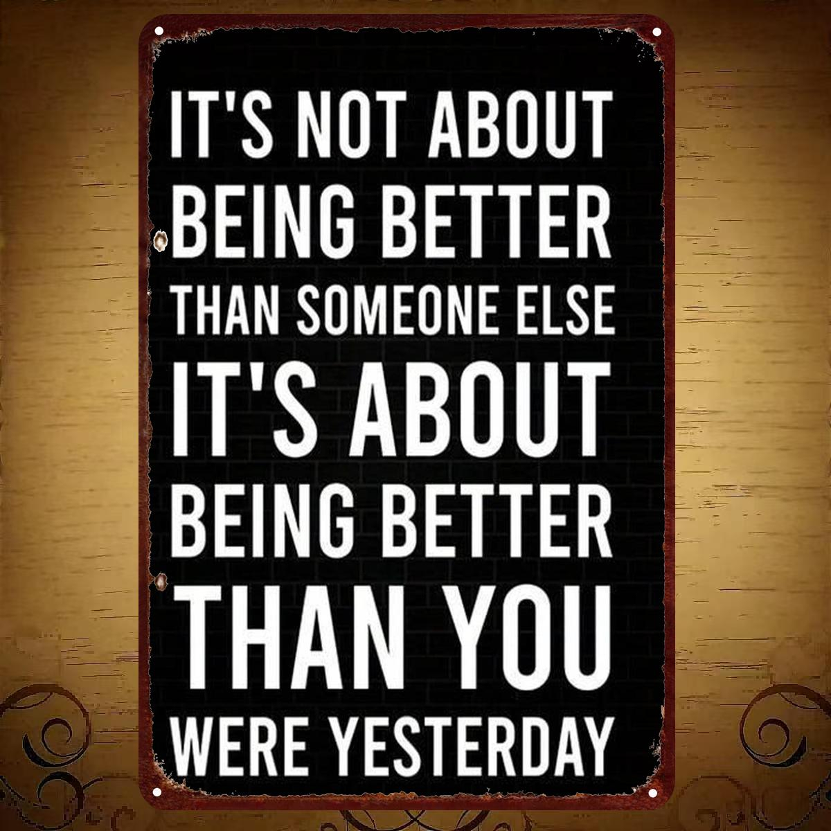 TEMU 2d Flat, 2d Flat 1pc, "better Than : Inspirational Metal Wall Art Sign – Motivational Quote Decor For Home Or Office" 8×12 Inch, 2d Flat