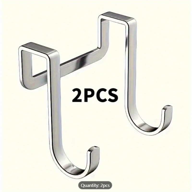 TEMU 4/2pcs Stainless Steel Hooks No Drilling Required Clothes Hooks Metal Practical Hooks - , Wall-mounted, Suitable For Kitchen Bathroom Cabinet