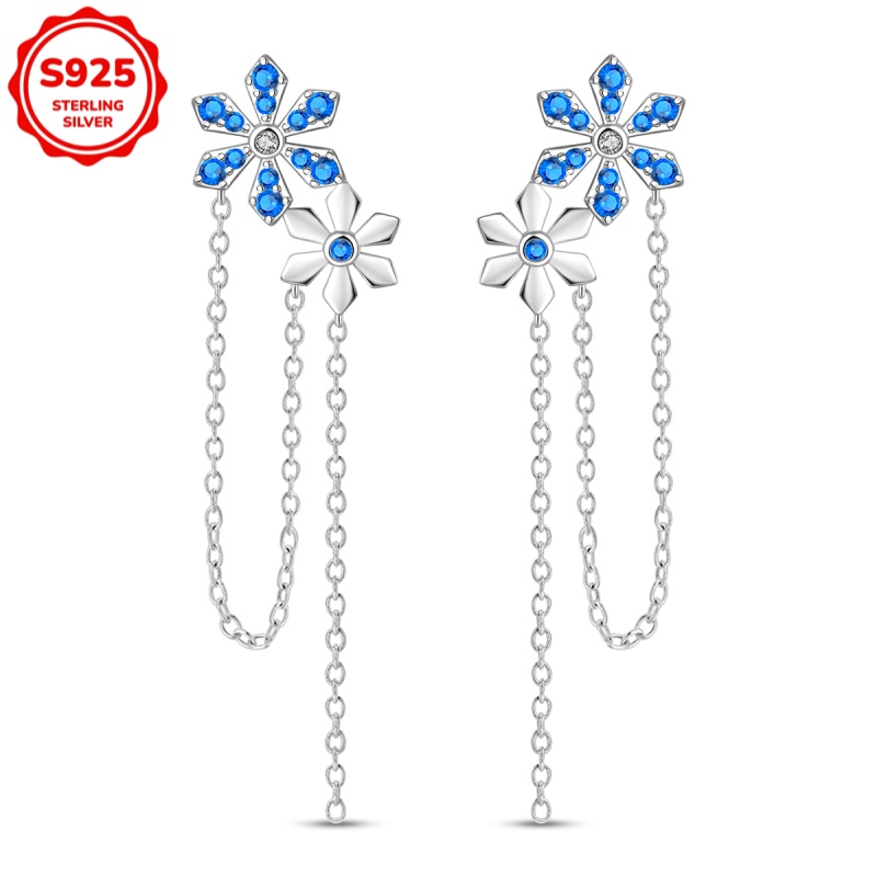 Image of 925 Sterling Silver Women's Hypoallergenic Fringed Earrings, Exquisite Earrings, Elegant Gift For Her