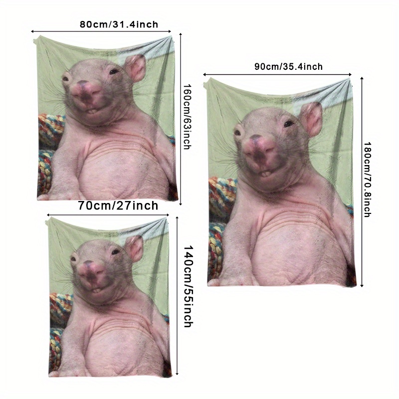 TEMU Funny Rat Bald Hamsters Design Theme Print Oversized Extra-thick Outdoor Beach Towel, Soft Microfiber Towel, Ideal Gift For Enthusiasts, Pool
