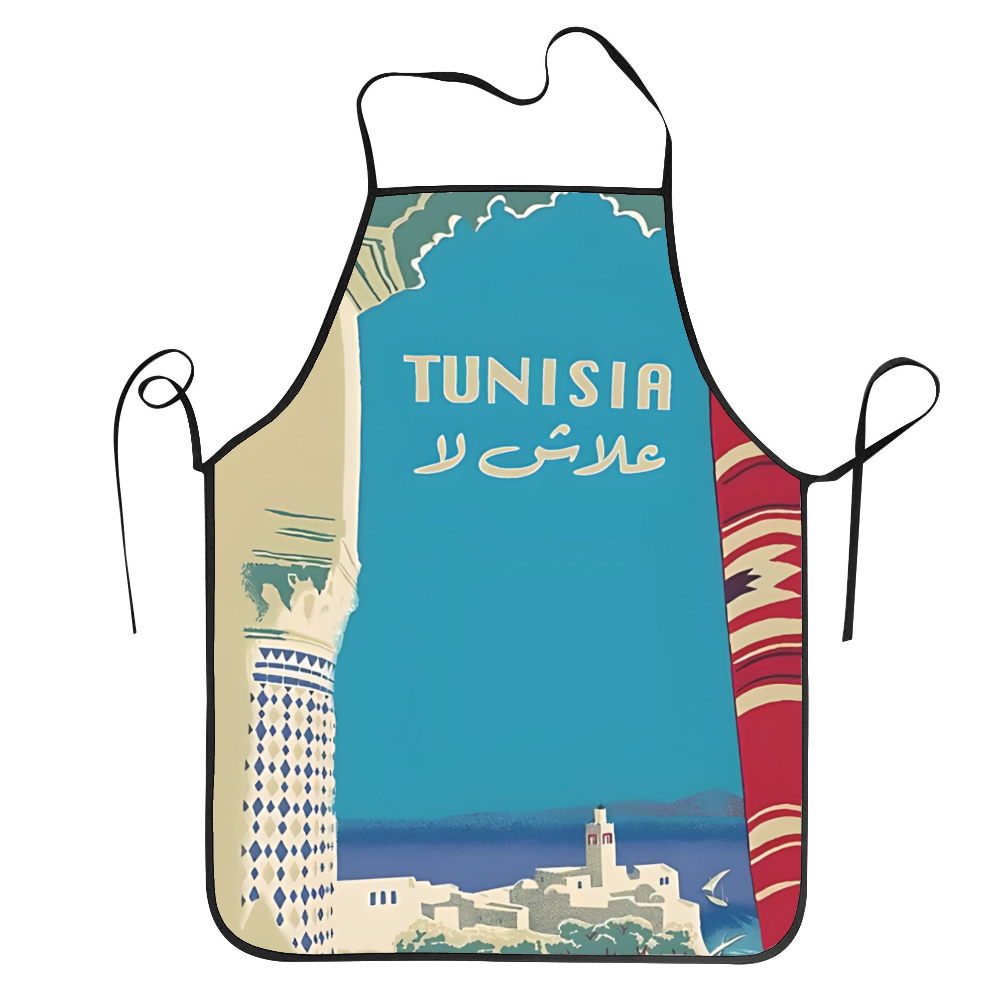 TEMU 1 pièce Tablier bavoir sur le thème de la pour adultes - Tablier de chef unisexe avec tunisienne, tablier de cuisine adapté aux femmes et aux