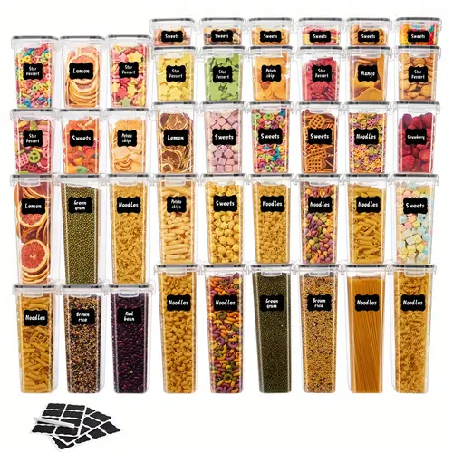58 48 42 4pcs sealed food storage box set multi size storage boxes healthy plastic food containers for flour sugar including labels and markers basketsand storage containers for home kitchen organizing basket storage