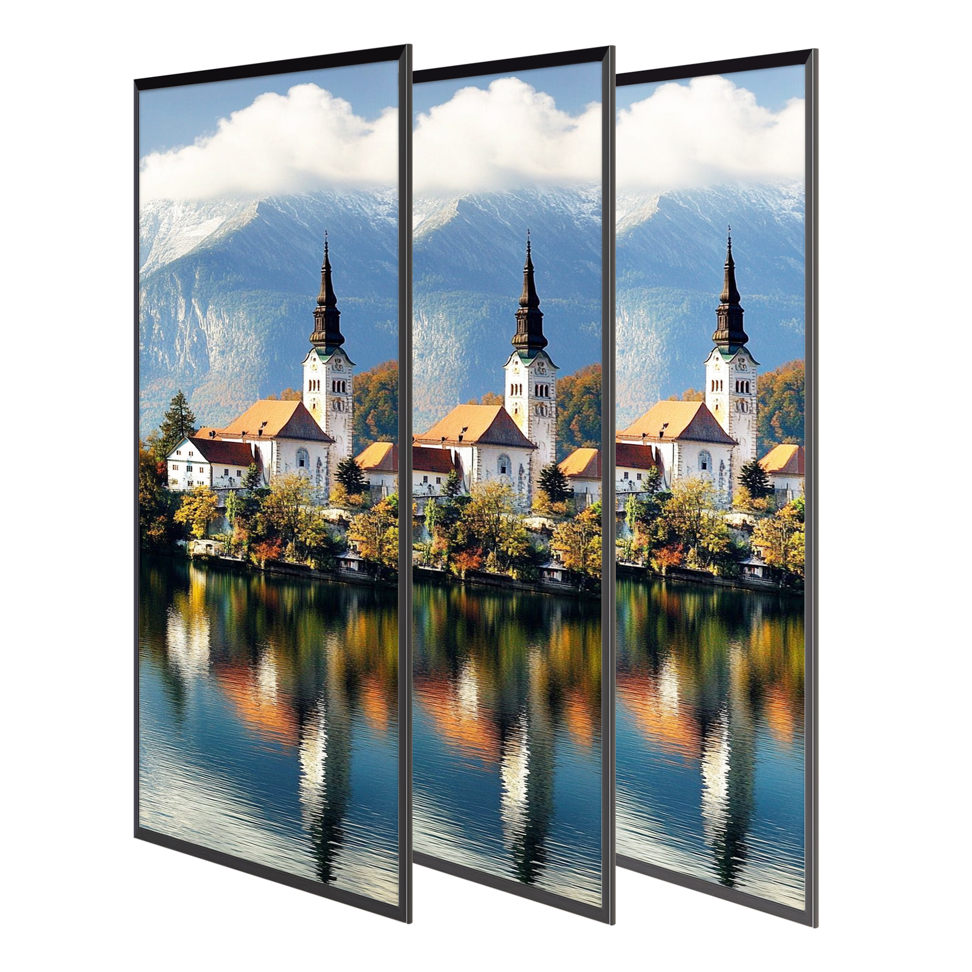 Image of 3 Pack Black 40x60cm Decorative Wall Poster Board, Equipped With Insert Strips, Hung Horizontally Or , Living Room Home Ornament