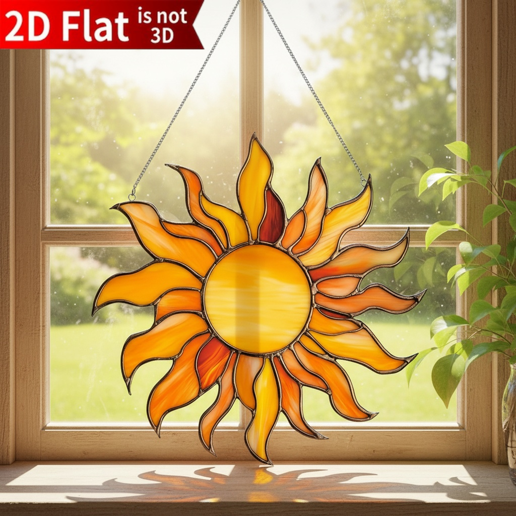 TEMU 2d Flat Acrylic, Bohemian Catcher - Acrylic Window Decoration, Retro Bohemian Sun Pattern, Square Panel, Suitable For Indoor And Outdoor Wall