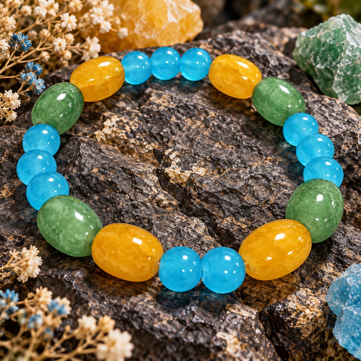 Wealth-Attracting Beaded Bracelet, Handmade