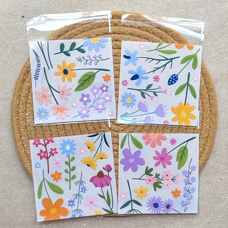 TEMU 50pcs Floral Leaf Printed Gift Bags, Pattern Packaging Bags, Holiday Party Packaging Bags, Gift Packaging Bags, Suitable For Spring And Summer