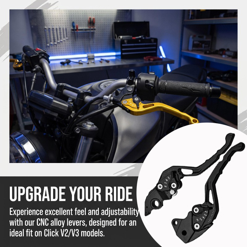 TEMU 1 Pair Adjustable Cnc Brake Lever 2pcs Set, Motorcycle Modified Brake Clutch Lever For Click V2 V3, Durable Replacement Accessory