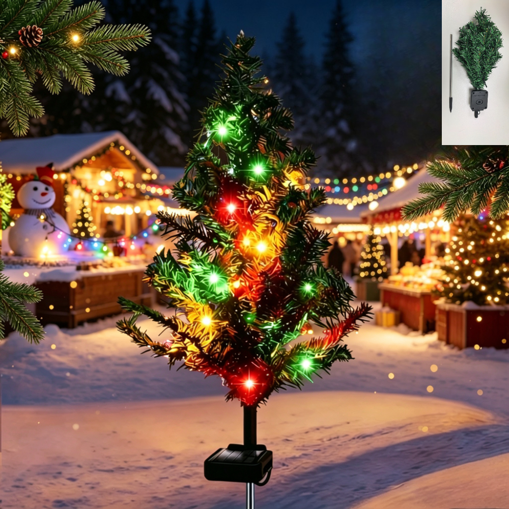 TEMU Solar Courtyard Lights | Christmas Tree Solar Garden Lights | Christmas Yard Decor | Multicolor Led Solar Lights | Suitable For Christmas