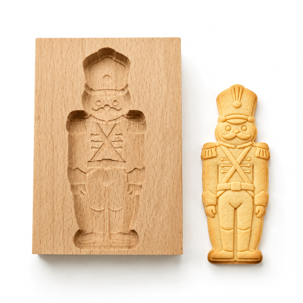 TEMU Emporte-pièce Soldat Vintage en Bois, Moule à Embosser pour Pâtisserie, Tampon de Cuisson pour Biscuits et , Emporte-pièce à Démoulage Facile,