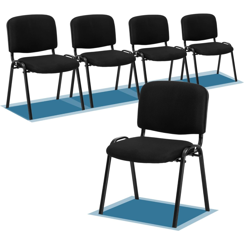 5pcs Space- Stackable Chairs, Black Mesh Armless Commercial Chairs For Office , & Conference, Breathable & Durable
