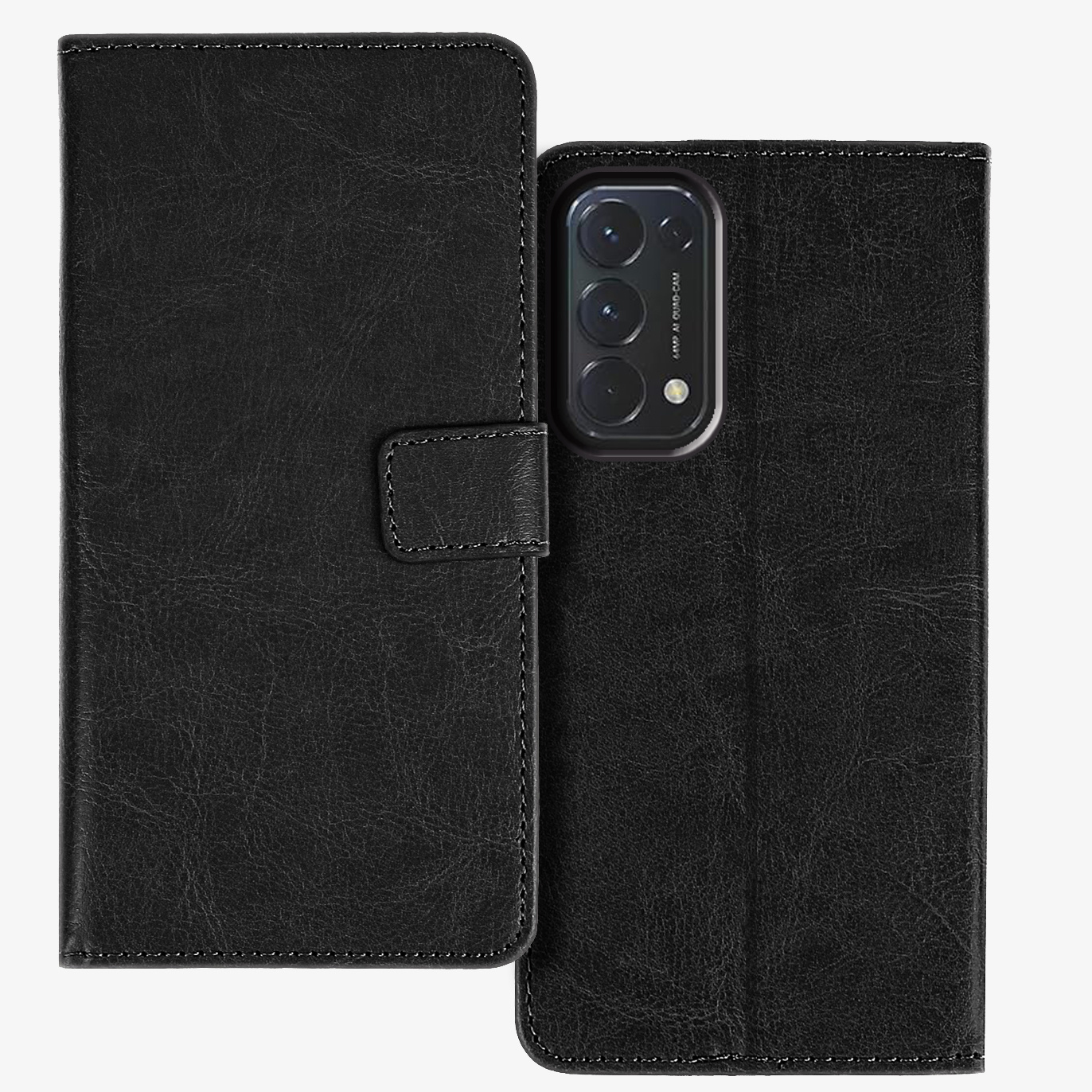 TEMU Étui téléphone : pour Oppo Find X3 Lite, étui portefeuille noir avec support intégré, fente pour carte en simili cuir, coque de rabattable