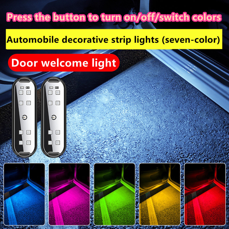 2pcs Modified Welcome Door Ambient Lights, Car Door Deco tion Lights,   Bar Lights