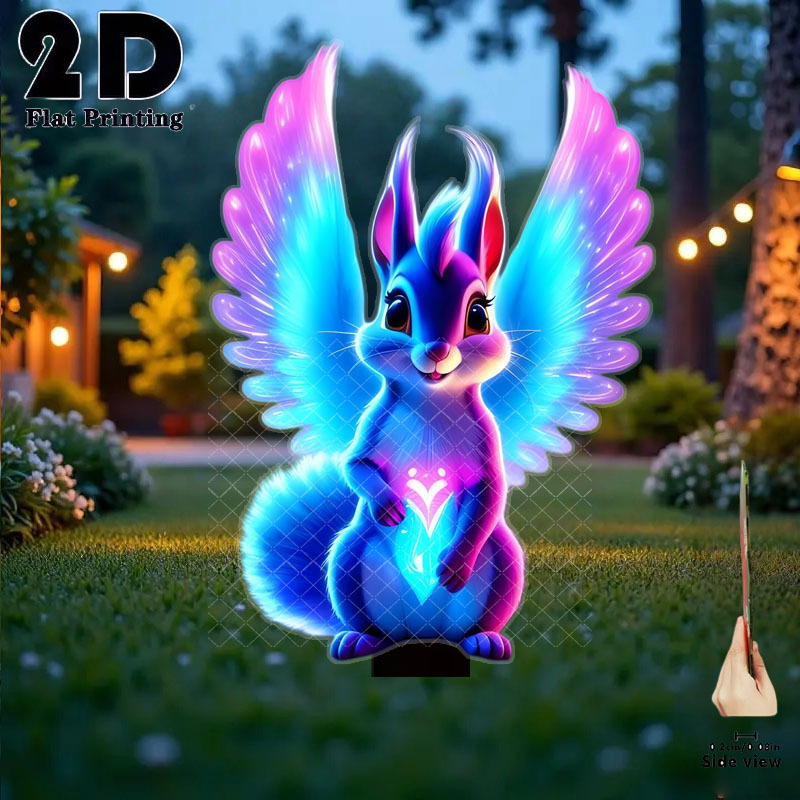 E-shop 2D-Flach, [2D-Flach] . 2D-Flacher Neon-Fluoreszenz-Effekt Eichhörnchen-Gartendeko-Erdbefestiger, Außenhof-Garten-, Garten-