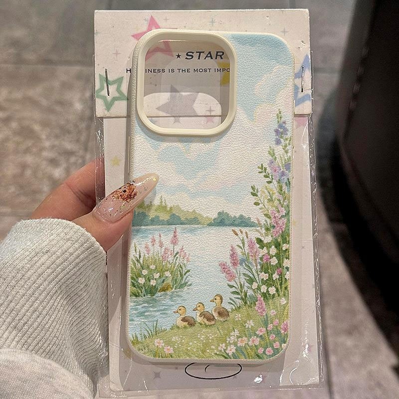 TEMU Phone Case: A Lychee-textured Drop-proof Iphone Case Featuring A Pattern Of In A Flowering Bush. Suitable For Iphone 11, 12, 13, 14, 15, 16, 17