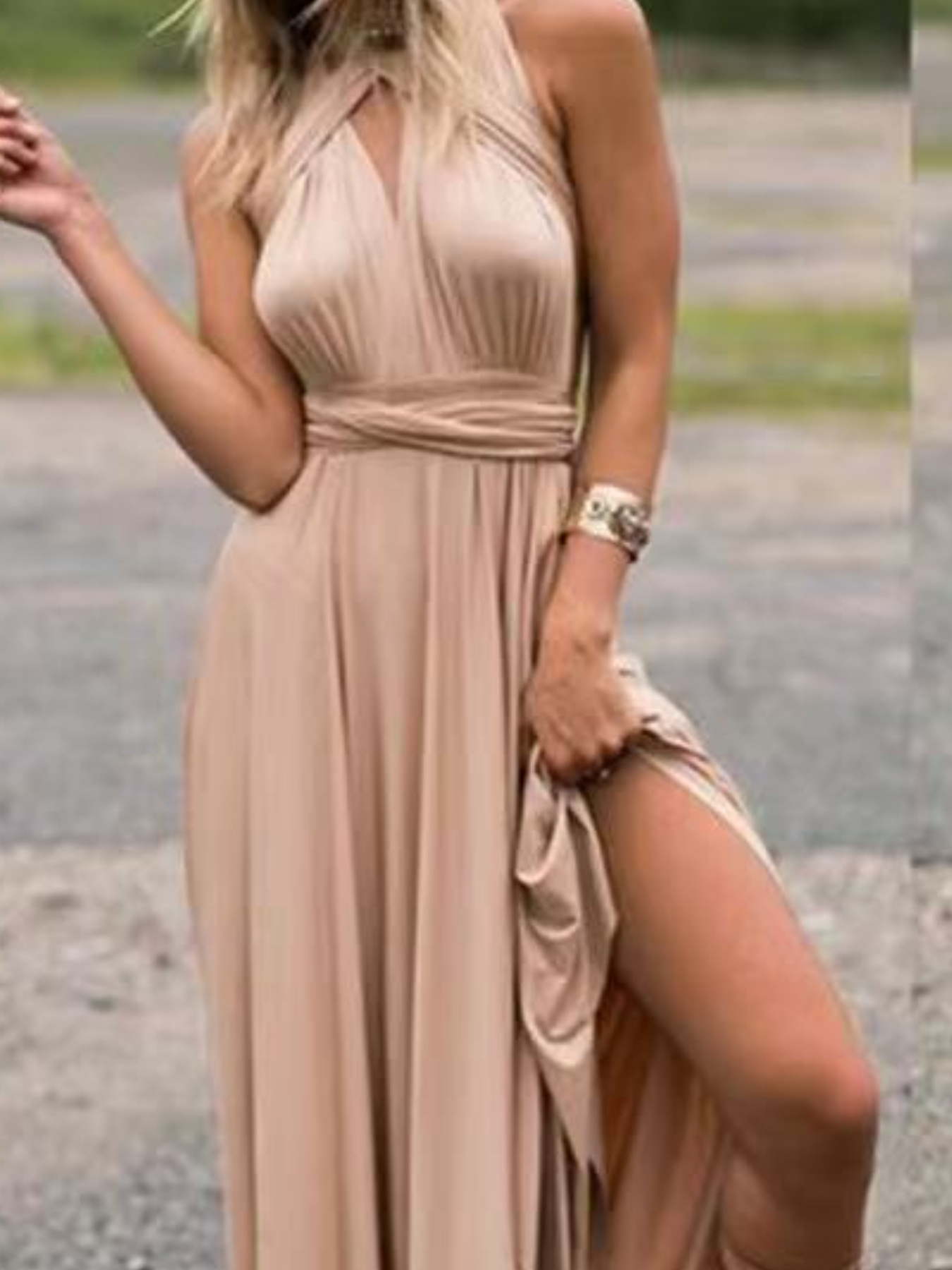 chiffon long dress sold on Temu United States