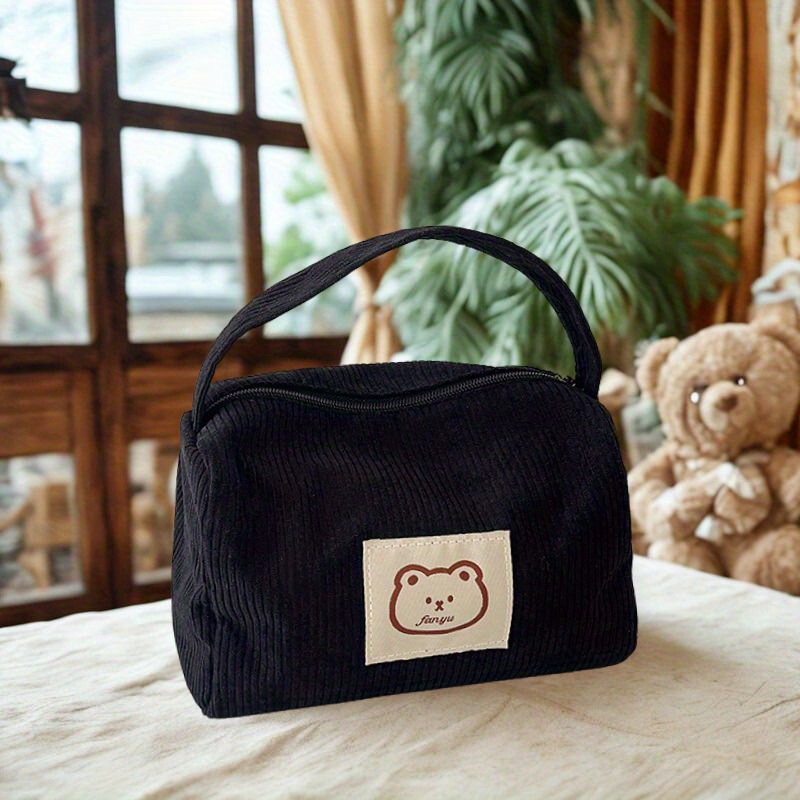 TEMU 【外出用の必需品メイクアップバッグ】快適なコーデュロイの質感、旅行用に持ち運び可能、外出時は直接持ち運び可能、コスメ収納バッグ