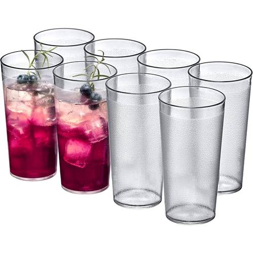 8pcs clear acrylic drinking cup set shatterproof heat resistant stackable tapered cups with multi size for hot cold beverages ideal for restaurants bars ktvs parties home use durable space saving design