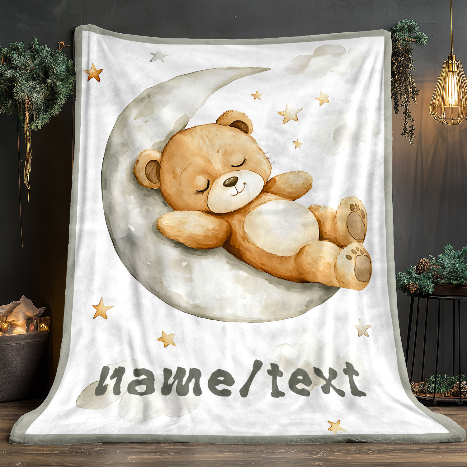 custom name warm teddy bear print blanket lightweight Temu Australia