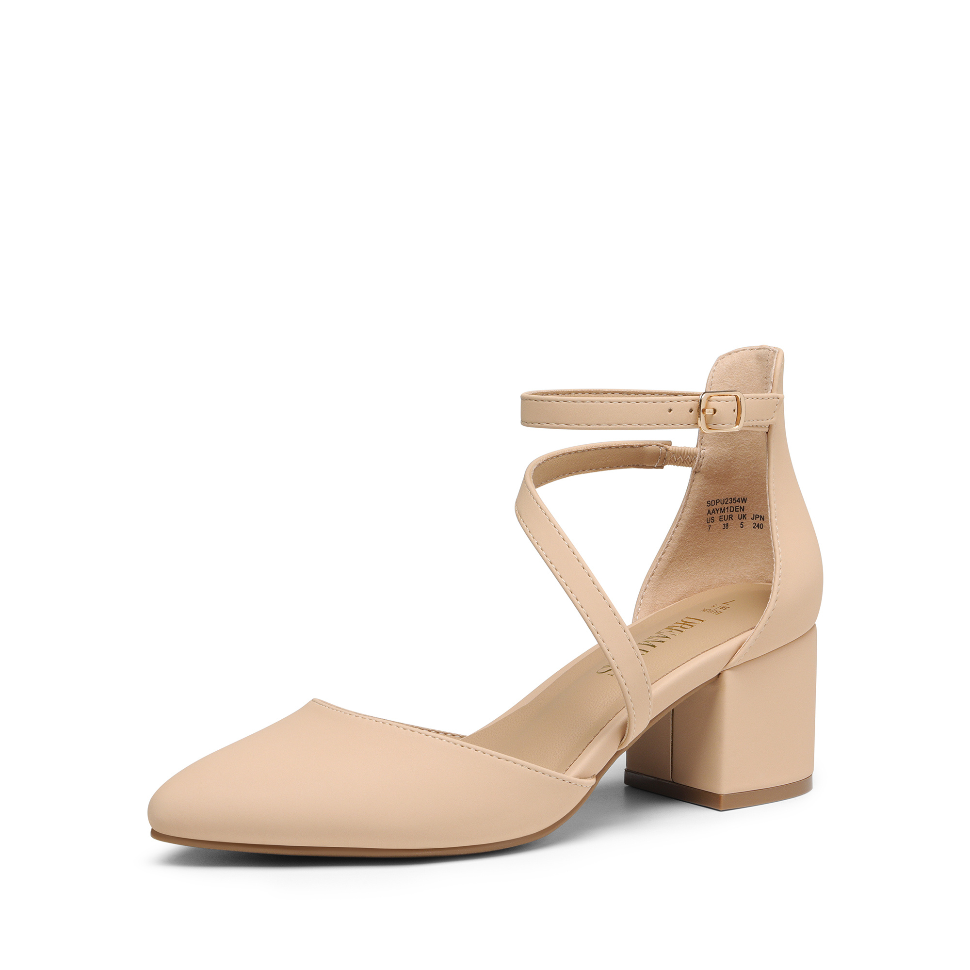 Image of Dream Pairs Women's Elegant Pointed Toe Heels With Ankle Strap, Low Block Heel Footwear For Weddings And Formal Events, Women Shoes