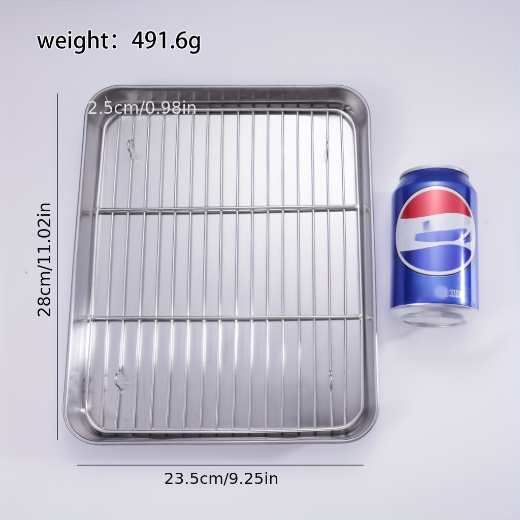 TEMU Stainless Steel Roasting Pan - Oven And Grill Compatible, Drip Tray, Ideal For Roasting Meat And Chicken
