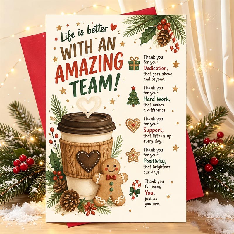 TEMU 1 carte de vœux de Noël, ensemble cadeau de remerciement pour une équipe formidable pour collègues - Idéal pour les célébrations de bureau et