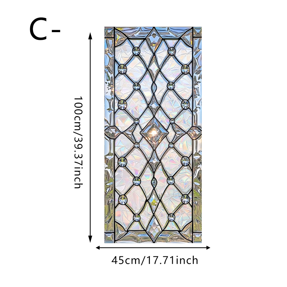 E-shop 1 Stück statische Fensterfolie für Glastüren, Spiegel & - Holographische Strass-Paneele mit Diamantgitter-Design & PVC-Abdeckung, rückstandsfrei