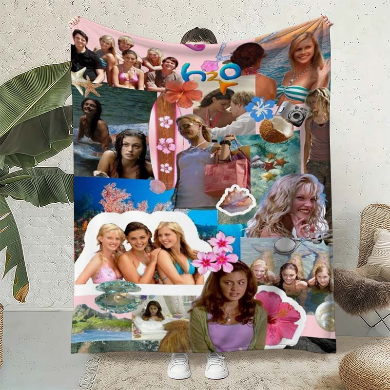 TEMU Hâo Mermaid Pattern Printed Soft Blanket, Suitable For , Hypoallergenic And Tear-resistant, An For Sofas, Beds, Offices, Camping, And Travel.
