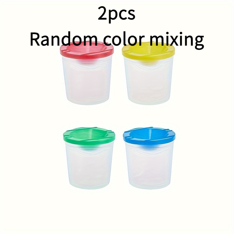 Image of 2/4 Spill-proof Paint Cups With Lids, Suitable For Classroom Arts And Crafts Supplies, Red, Yellow, Green, Blue, Random Colors