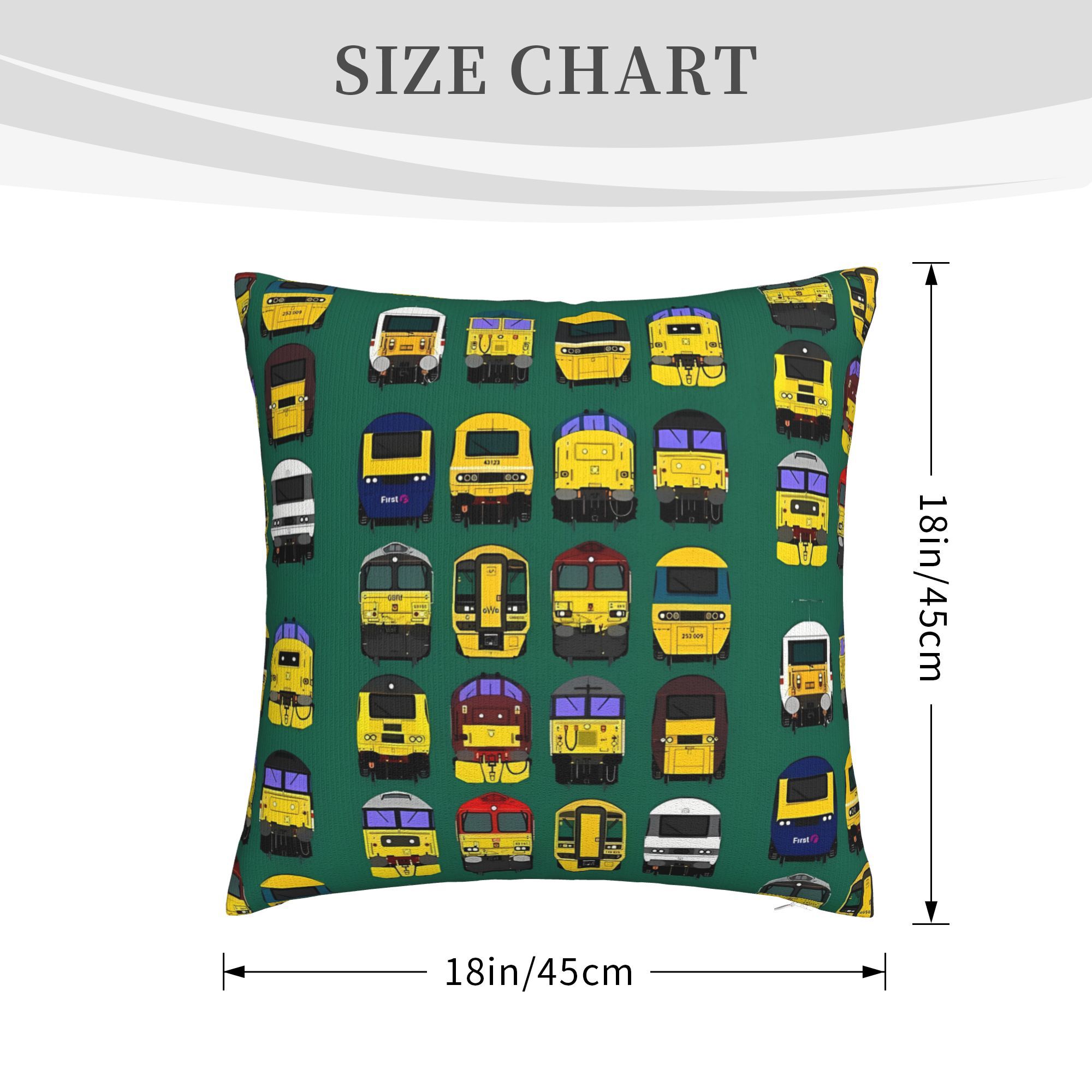 TEMU 1pc British Railway Train Print Cushion Cover Suitable For Room &, Soft Machine Washable Pillowcase With Zipper Closure, Design For, Themed (no